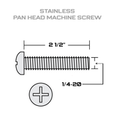 1/4-20 x 2-1/2" Stainless steel machine screw.